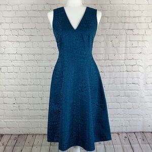 ANNE Klein V Neck Fit Flare Jacquard Dress 2